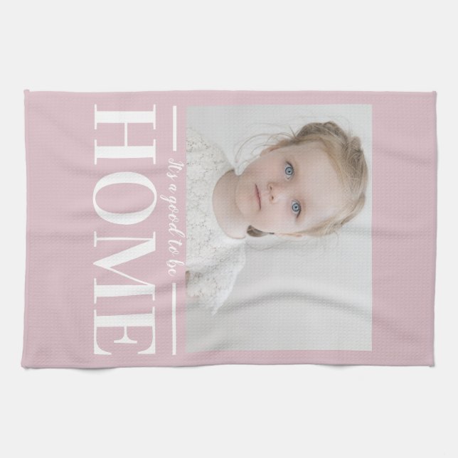 Modern Photo Pastel Rosa Family Home Gift Kökshandduk (Horisontell)