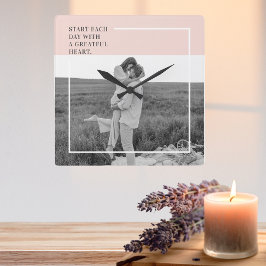 Modern Photo Pastel Rosa Family Loely Gift Fyrkantig Klocka