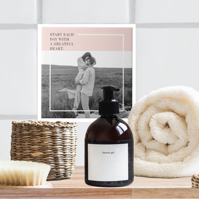 Modern Photo Pastel Rosa Family Loely Gift Kakelplatta (Skapare uppladdad)