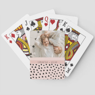 Modern Photo Pastel Rosa Personlig Namn Gift Casinokort