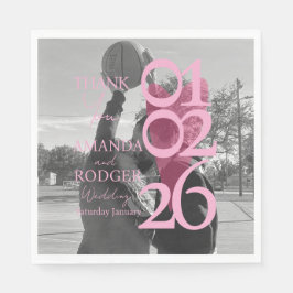 Modern Photo Pink Typography  Thank You Card Pappersservett