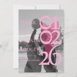Modern Photo Pink Typography  Thank You Card Tack Kort