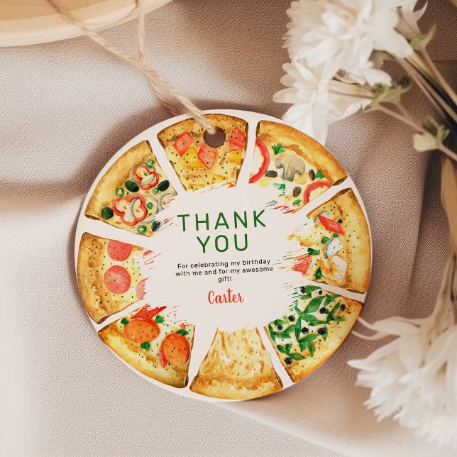 Modern Photo Pizza-Födelsedagsfest Gåvor Etiketter (Skapare uppladdad)