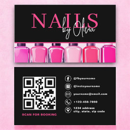 Modern Photo QR Code Nagel Specialist Visitkort