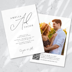 Modern Photo QR-kod Bröllop Inbjudningar