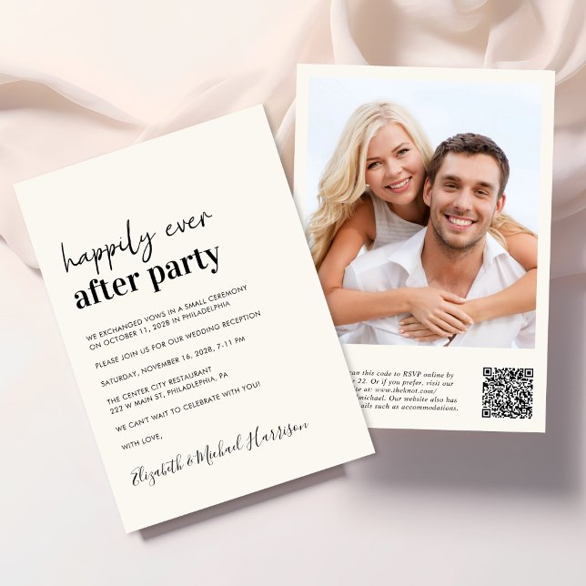 Modern Photo QR-kod för att skapa bröllop Inbjudningar (From private vows to a grand happily ever after party - celebrate with family and friends)