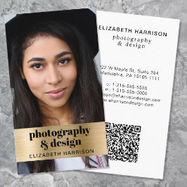 Modern Photo QR-kod Guld Visitkort