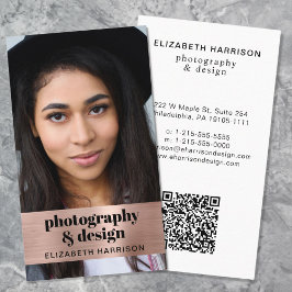 Modern Photo QR-kod Ro Guld Visitkort