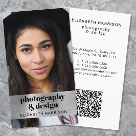 Modern Photo QR-kod Silver Visitkort