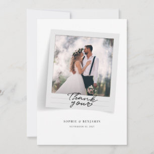 Modern Photo Ram Hand-Lettered Bröllop Tack Kort