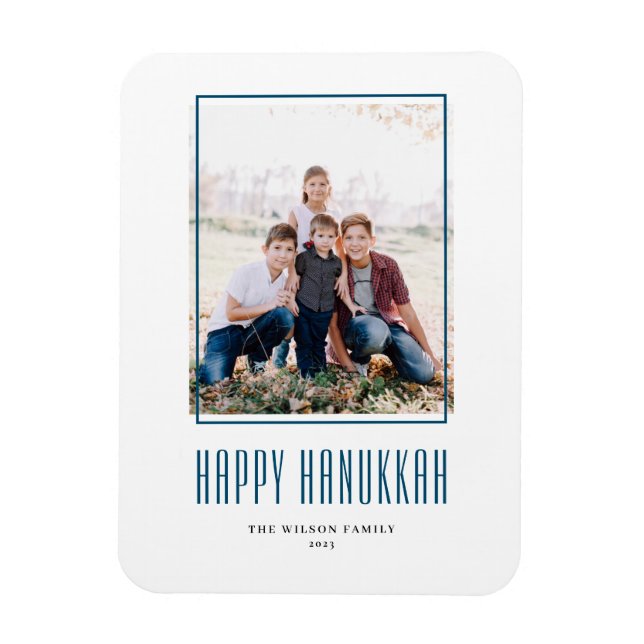 Modern Photo Ram Lycklig Hanukkah Magnet (Vertikal)