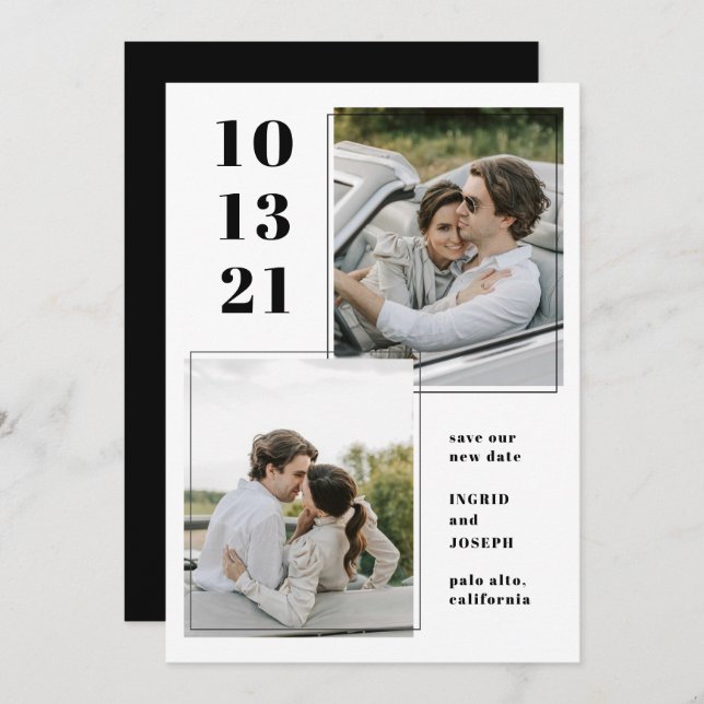 Modern Photo Ram - platta spara datumkortet Spara Datumet (Fram/baksida)