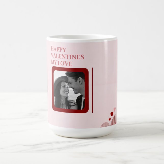 Modern Photo Red & Pink Happy Valentines Gift  Kaffemugg (Center)