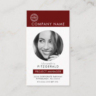 Modern Photo Red QR CODE CORPORATE Visitkort