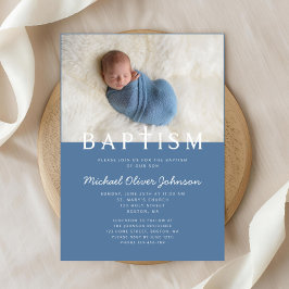 Modern Photo Religiösa Kor Blue Boy Baptism Inbjudningar