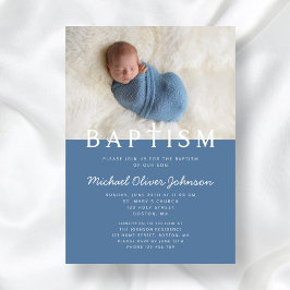 Modern Photo Religiösa Kor Blue Boy Baptism Inbjudningar
