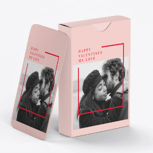 Modern Photo Röda och Rosa Lycklig Valentines Gi Casinokort