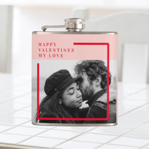 Modern Photo Röda och Rosa Lycklig Valentines Gi Fickplunta