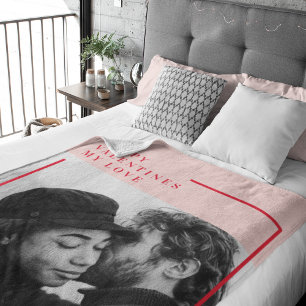 Modern Photo Röda och Rosa Lycklig Valentines Gi Fleecefilt