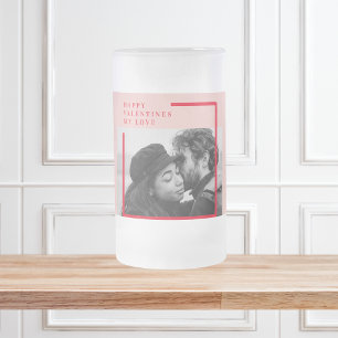 Modern Photo Röda och Rosa Lycklig Valentines Gi Frostat Ölglas