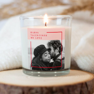 Modern Photo Röda och Rosa Lycklig Valentines Gi Fyrkantigt Klistermärke