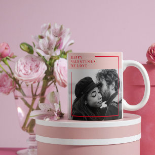 Modern Photo   Röda och Rosa Lycklig Valentines Gi Kaffemugg