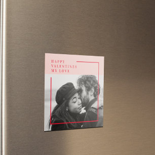 Modern Photo Röda och Rosa Lycklig Valentines Gi Magnet