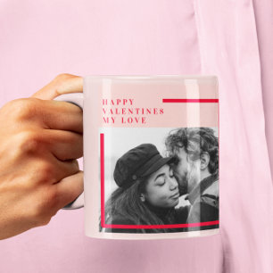 Modern Photo Röda och Rosa Lycklig Valentines Gi Mugg