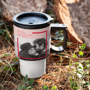 Modern Photo Röda och Rosa Lycklig Valentines Gi Resemugg