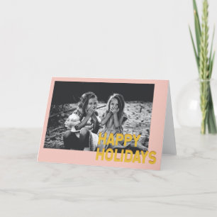 Modern Photo Rosa Guld Typography Festive Helgkort