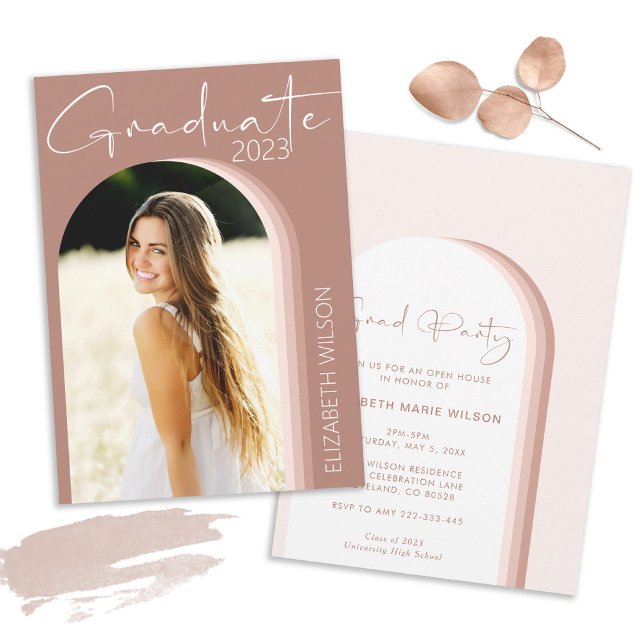 Modern Photo Rosa Studentfest Inbjudningar (Skapare uppladdad)