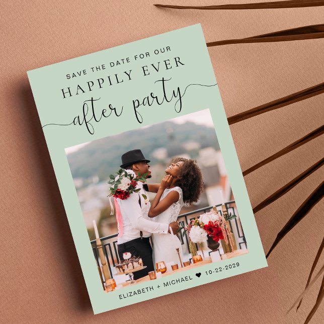 Modern Photo Sage bröllopsmottagning Spara datum Meddelande (Skapare uppladdad)