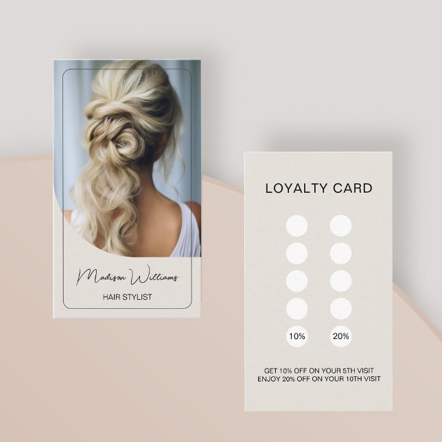 Modern Photo Salon Hair Stylist-förmånskort Lojalitetskort (Modern Photo Salon Hair Stylist Loyalty Card)