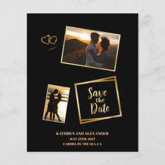 Modern Photo Save Date Black and Guld Luxury