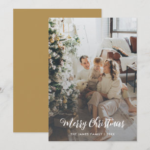 Modern Photo Script-familjens julkort Tack Kort