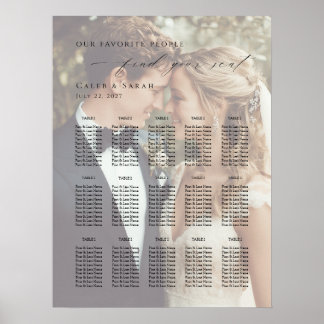 Modern photo seating plan up to 15 tables  poster