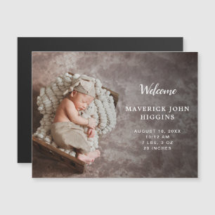 Modern Photo Simple Baby Birth Notice Magnetisk Inbjudningskort