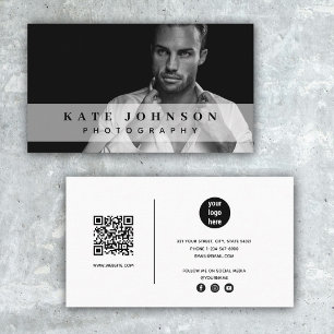 Modern Photo Social Media QR-Logotyp, QR-kod, före Visitkort