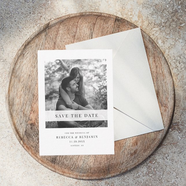 Modern Photo Spara datum meddelande (Save the Date Photo Wedding Announcement)