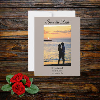 Modern Photo Stone Gray Save The Date Card Spara Datumet
