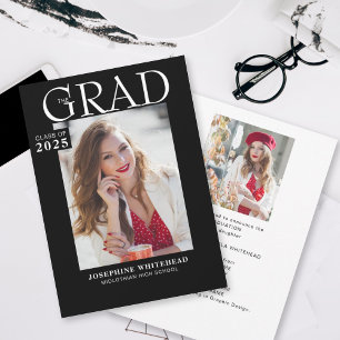 Modern Photo Studenten Announcement Black Meddelande