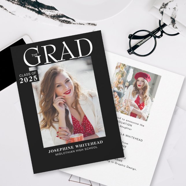 Modern Photo Studenten Announcement Black Meddelande (Skapare uppladdad)