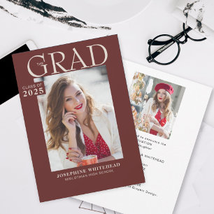 Modern Photo Studenten Announcement Burgundy Meddelande