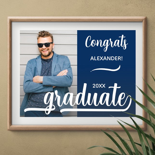 Modern Photo Studenten Blue Poster (Congrats Graduate blue poster with your photo, INSTANT DOWNLOAD and/or PRINTED)