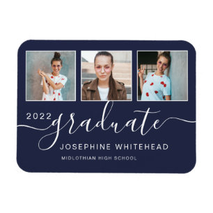 Modern Photo Studenten Collage 2022 Navy Blue Magnet