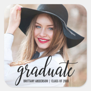 Modern Photo Studenten-meddelande B Fyrkantigt Klistermärke