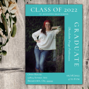 Modern Photo Studenten Open House Teal Inbjudningar