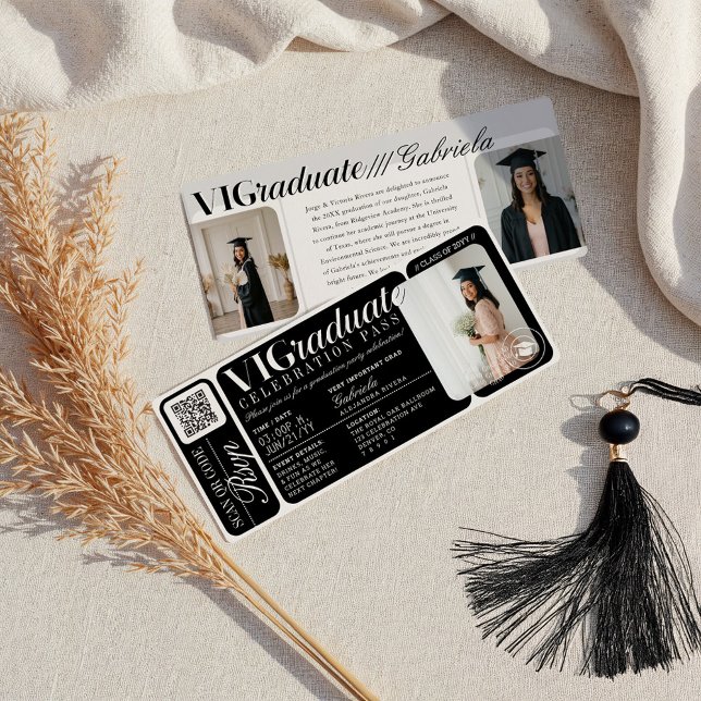 Modern Photo Studentfest Event Biljett QR-kod Inbjudningar (Modern Photo Graduation Party Event Ticket QR Code Invitation)