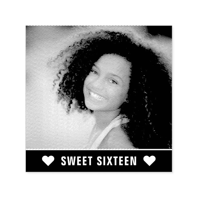 Modern Photo Sweet sixteen Hearts Självfärgande Stämpel (Design)
