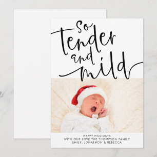 Modern Photo Tender och Mild Black Script White Julkort